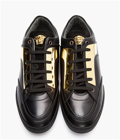 Versace: Black Leather Martin Sneakers 